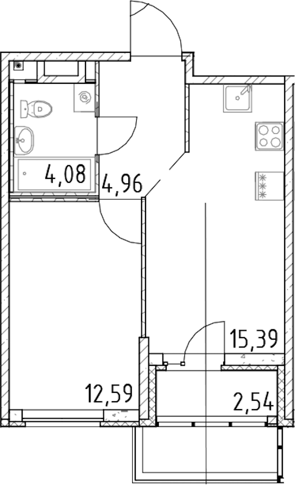 1-комнатная квартира 37.02 м², 18/23 эт., ЖК «Город Первых»